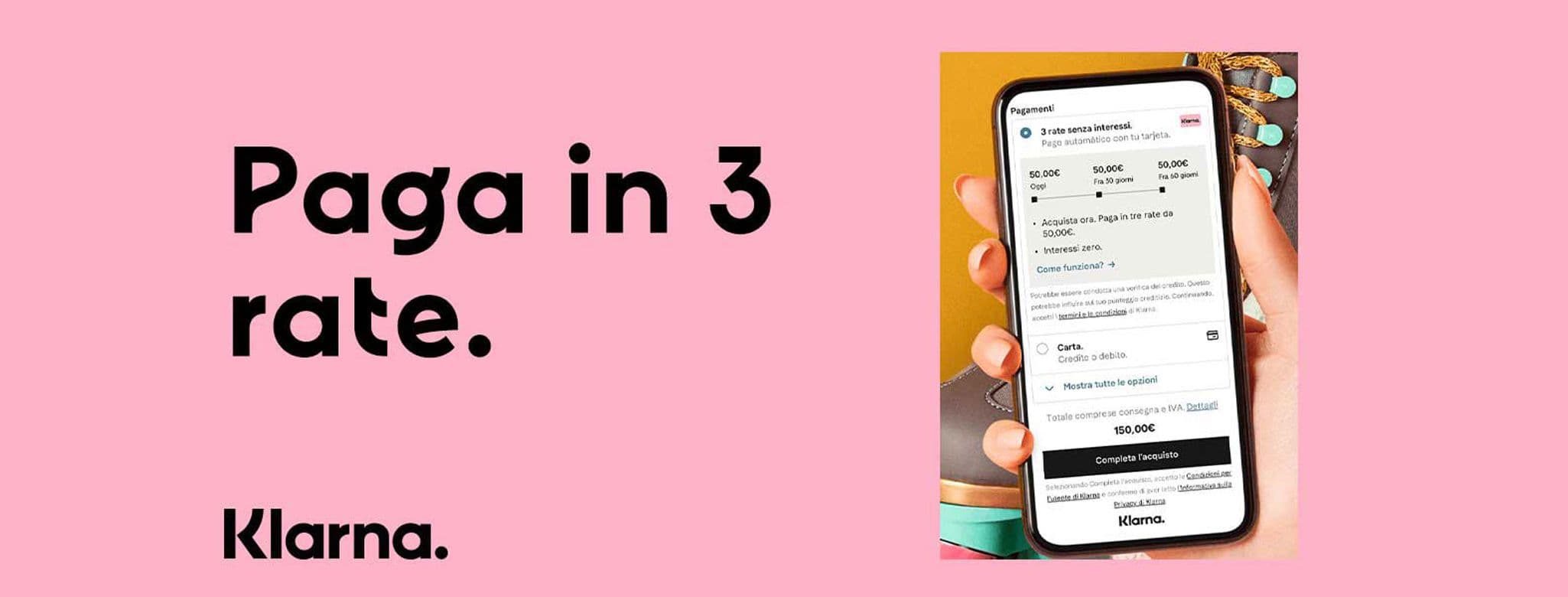 Banner Klarna, in Italia i servizi bonus club e Paga Ora